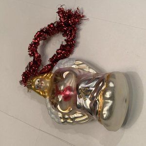 Blond Angel With Heart Christmas Holiday Glass Tree Ornament
